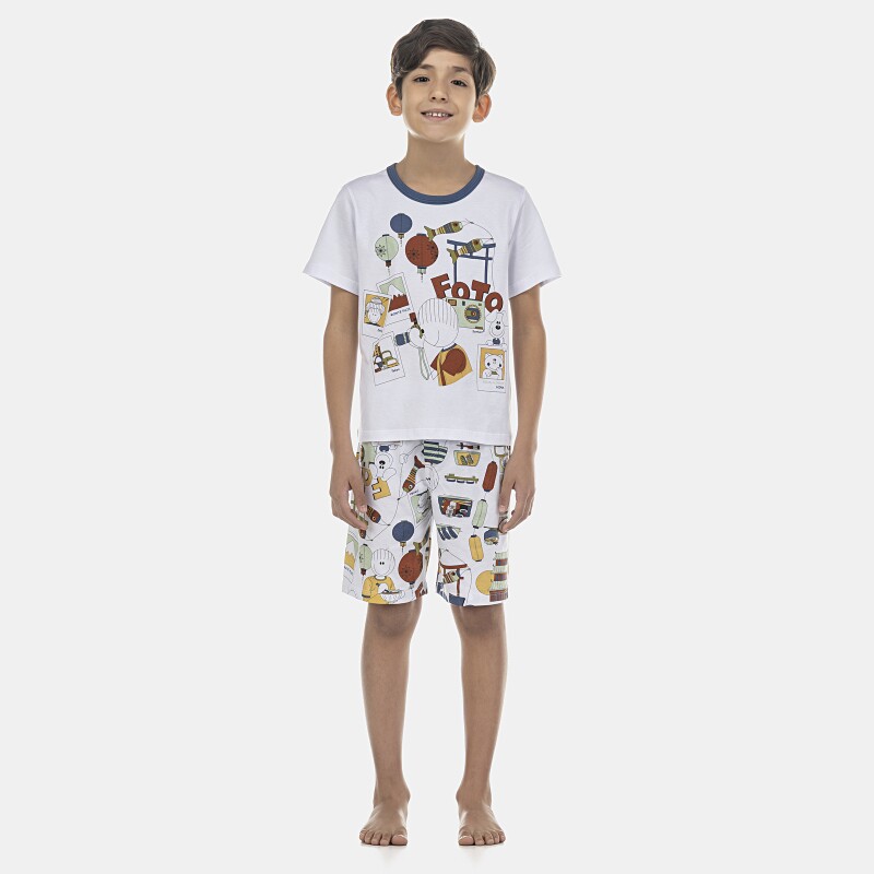 Pijama Masculino Kids Manga Curta e Bermuda