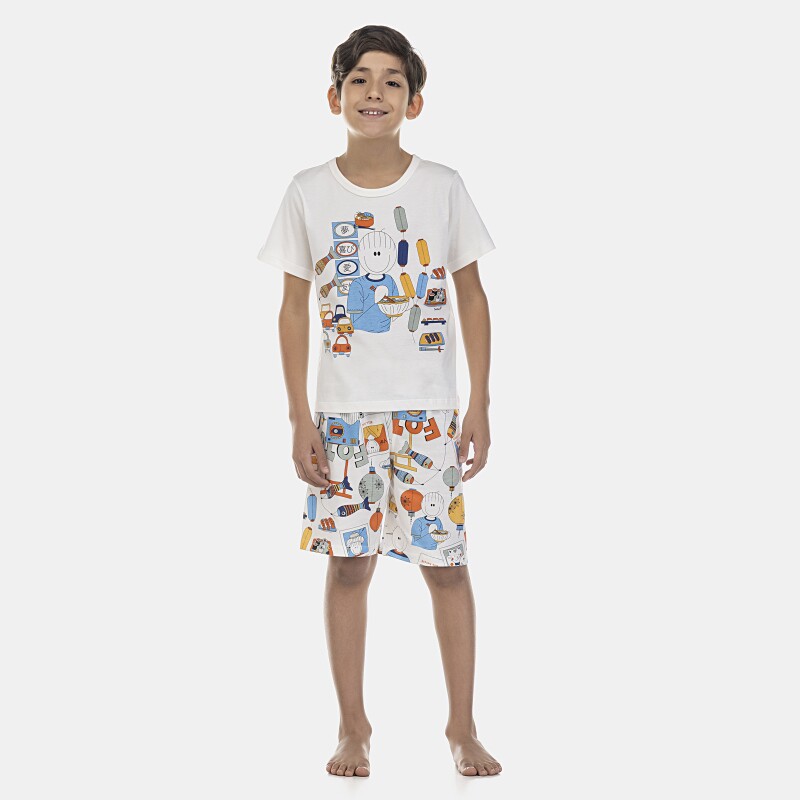 Pijama Masculino Kids Manga Curta e Bermuda