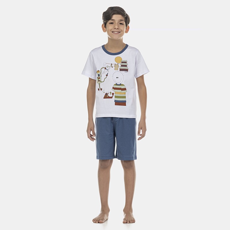 Pijama Masculino Kids Manga Curta e Bermuda