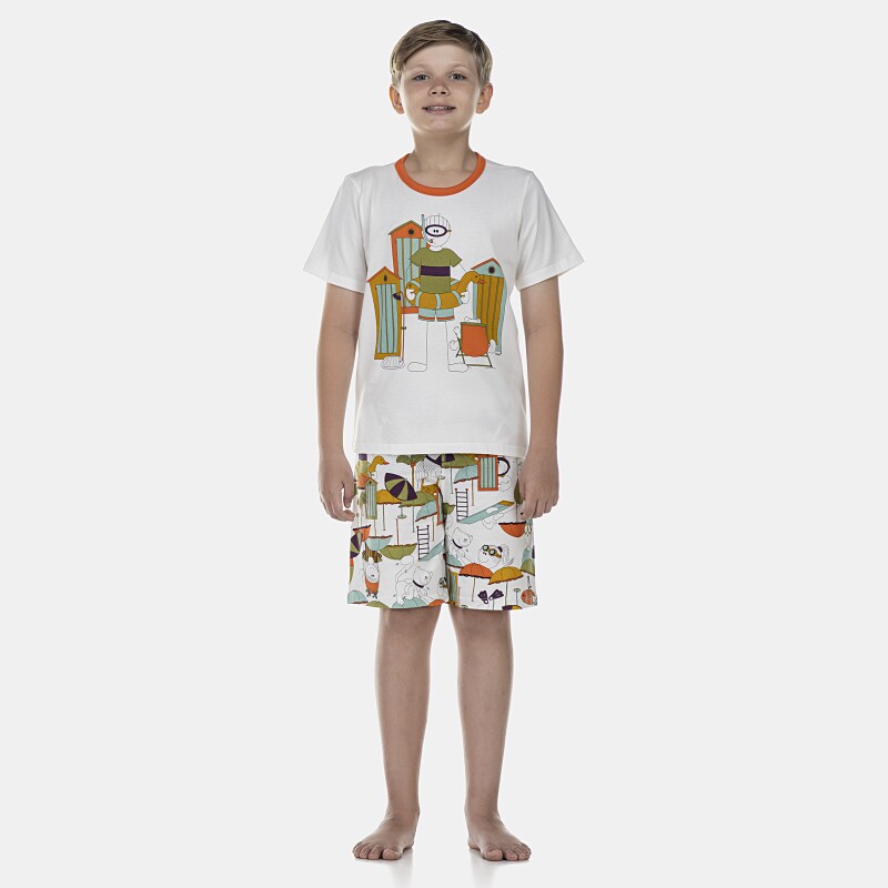 Pijama Masculino Kids Manga Curta e Bermuda