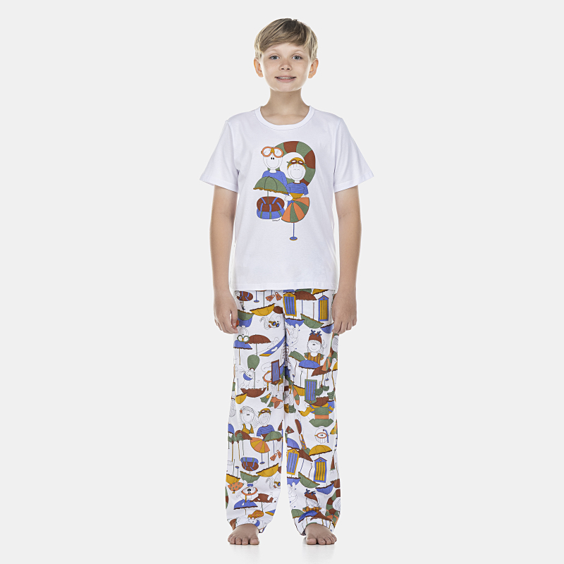 Pijama Masculino Kids Manga Curta e Calça