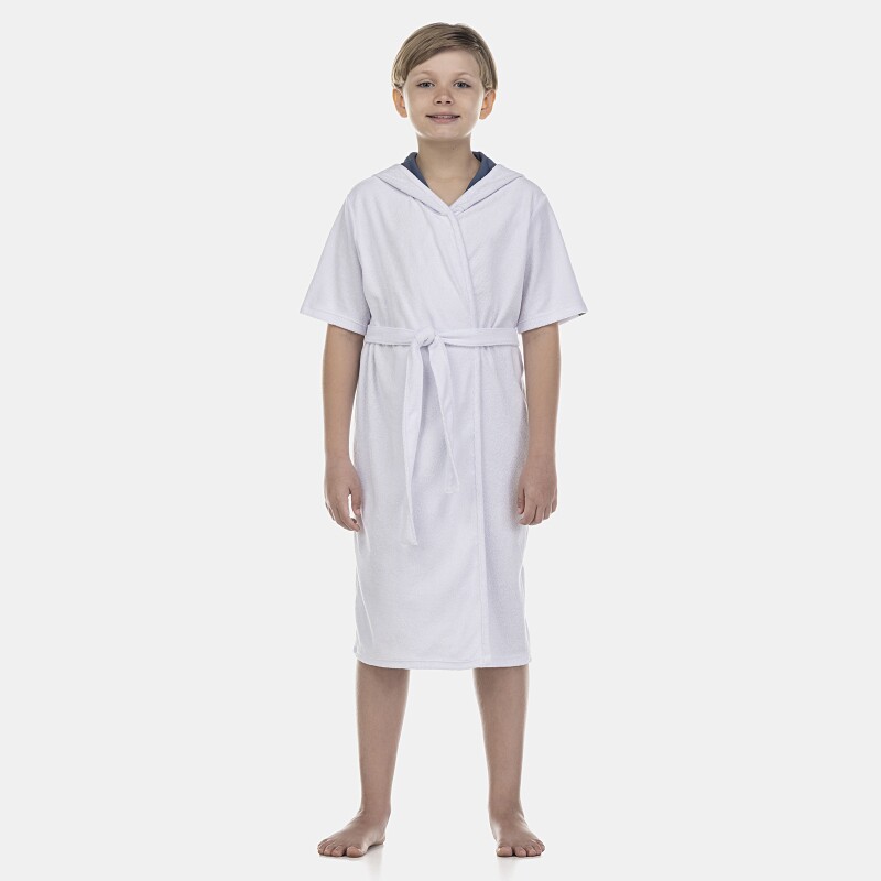 Roupão Masculino Kids Manga Curta Atoalhado Com Touca