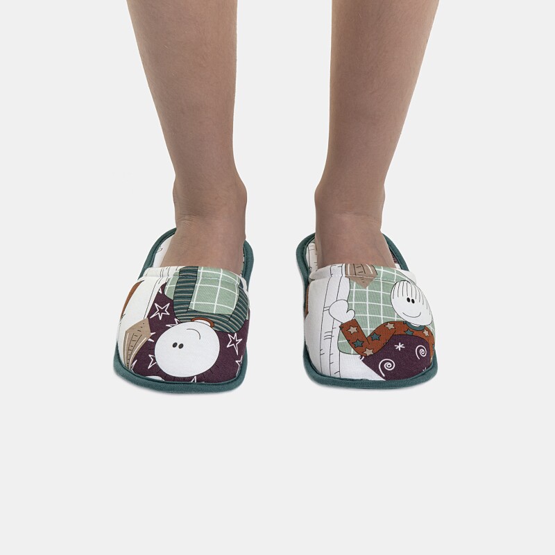 Pantufa Masculina Kids Fechada Estampa Corrida