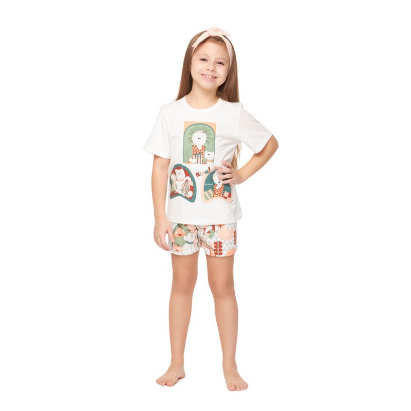 Pijama Feminino Kids Manga Curta e Short