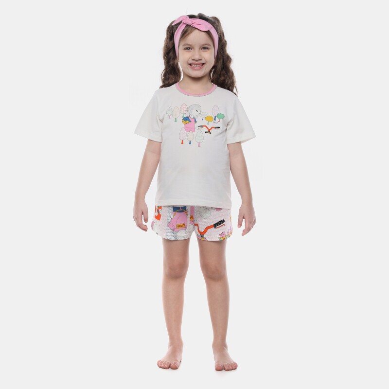 Pijama Feminino Kids Manga Curta e Short