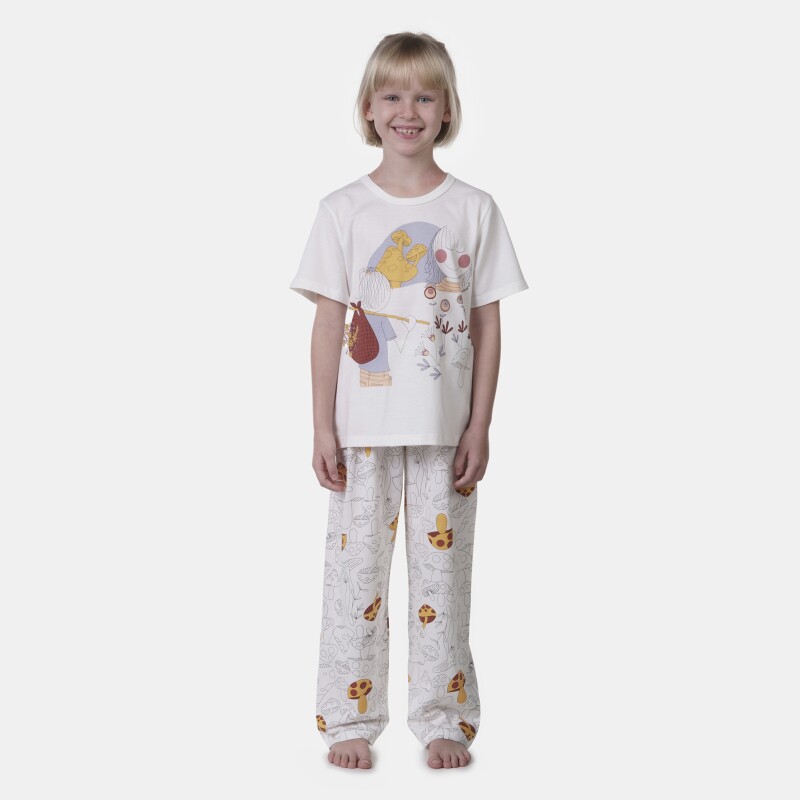 Pijama Infantil Feminino manga curta e calça