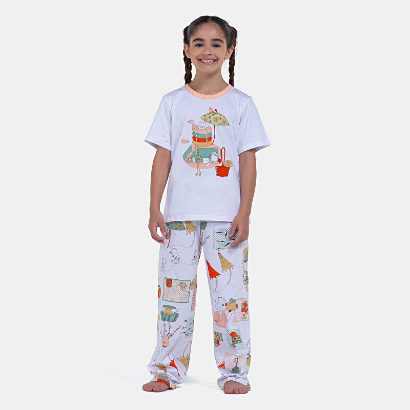 Pijama Manga Curta e Calça