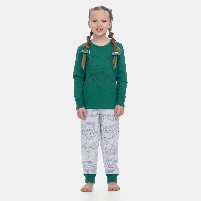 Pijama Sonhart Feminino Infantil Manga Longa e Calça Estampada