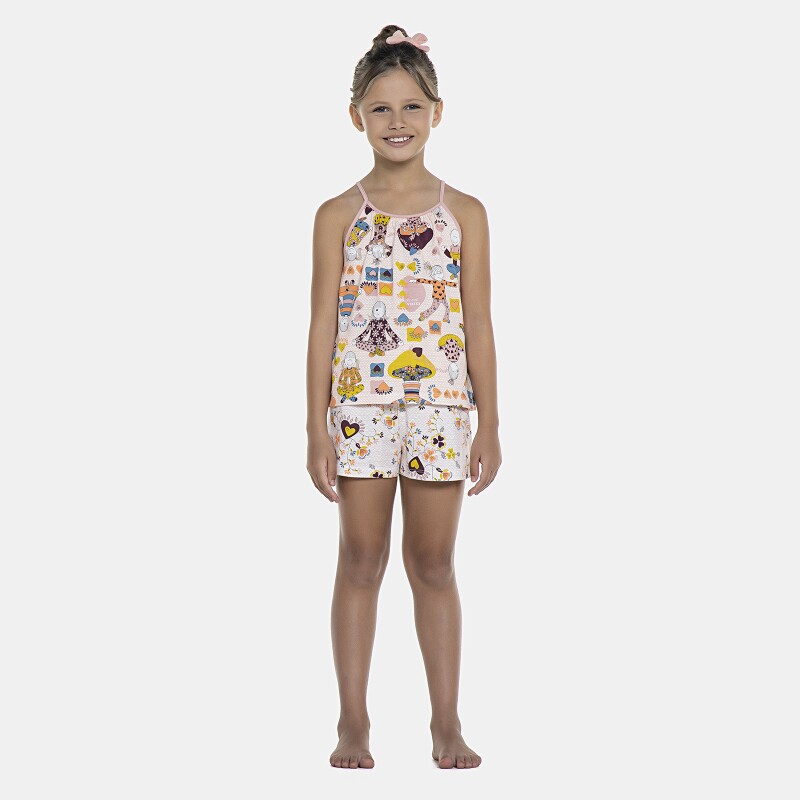 Pijama Feminino Kids Alça e Short