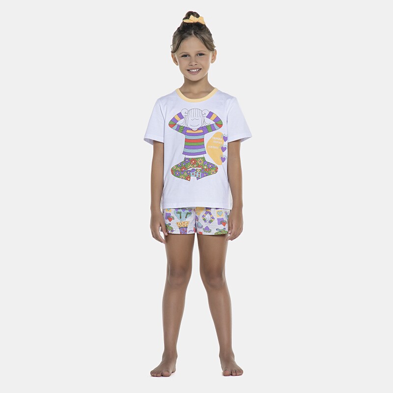 Pijama Feminino Kids Manga Curta e Short