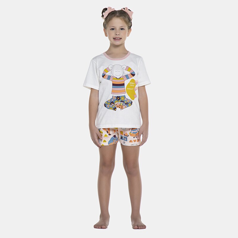 Pijama Feminino Kids Manga Curta e Short