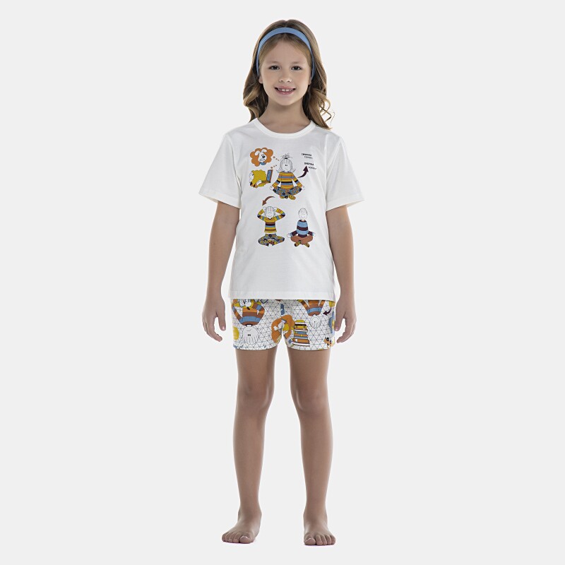 Pijama Feminino Kids Manga Curta e Short