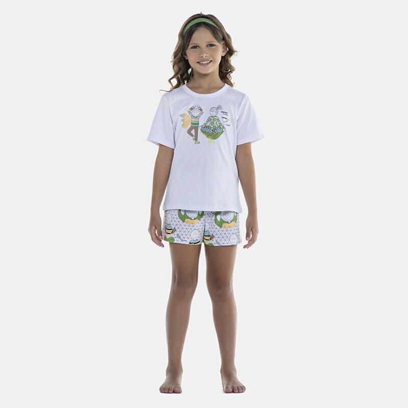 Pijama Feminino Kids Manga Curta e Short