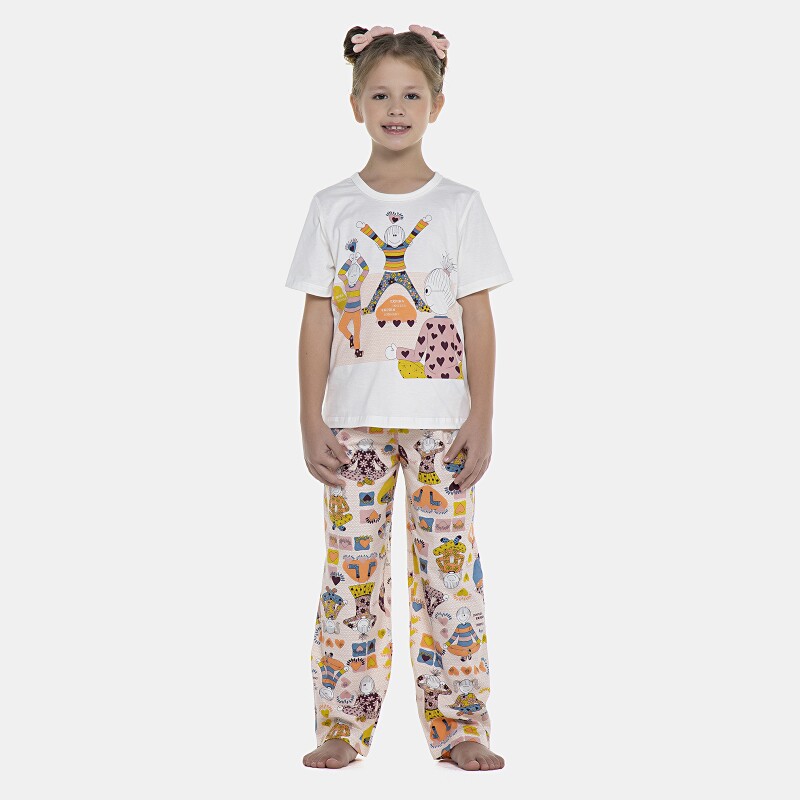 Pijama Feminino Kids Manga Curta e Calça