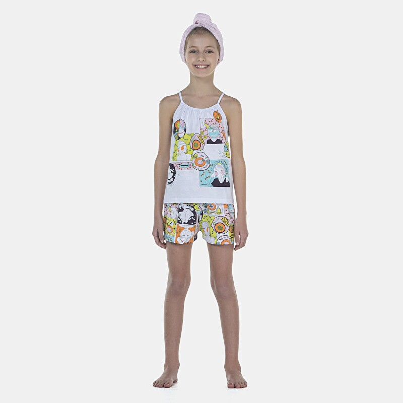 Pijama Feminino Kids Alça e Short