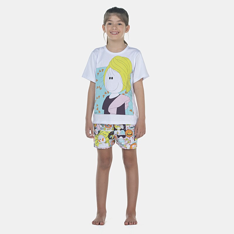 Pijama Feminino Kids Manga Curta e Short
