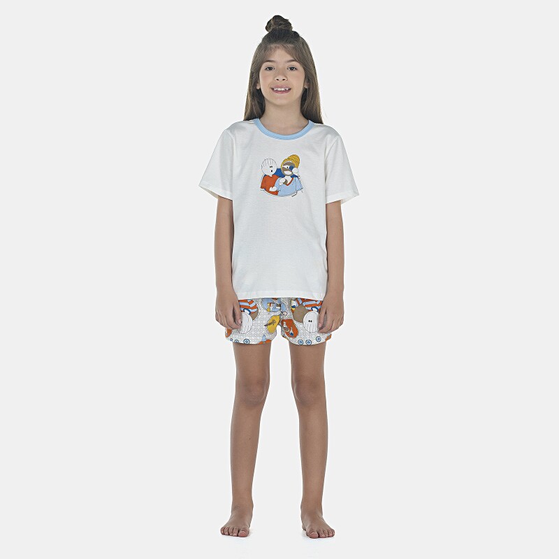 Pijama Feminino Kids Manga Curta e Short