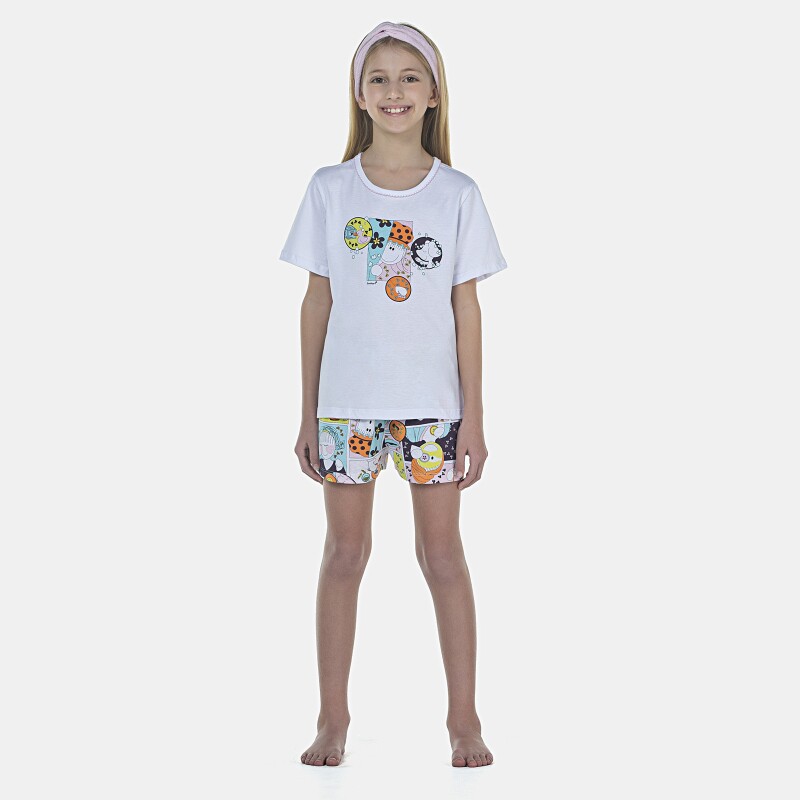 Pijama Feminino Kids Manga Curta e Short