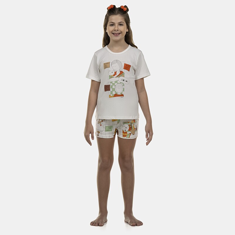Pijama Feminino Kids Manga Curta e Short