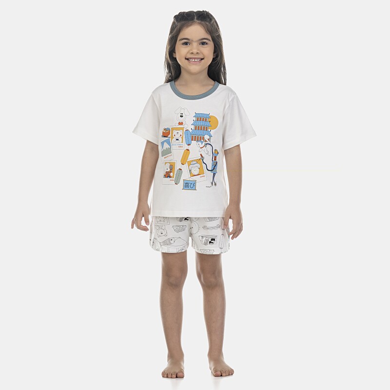 Pijama Feminino Kids Manga Curta e Short
