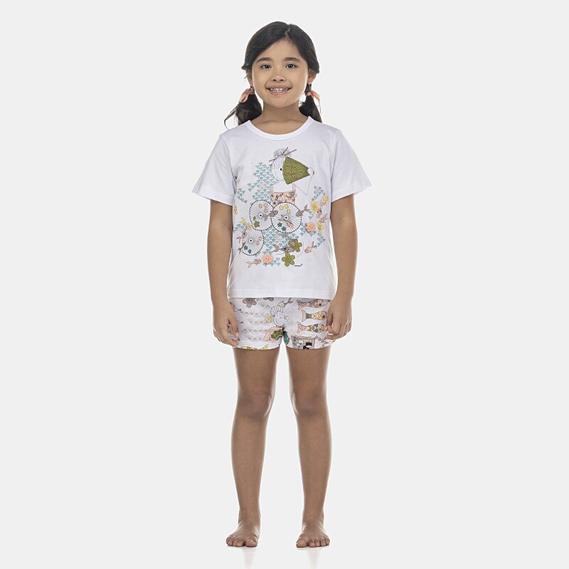 Pijama Feminino Kids Manga Curta e Short
