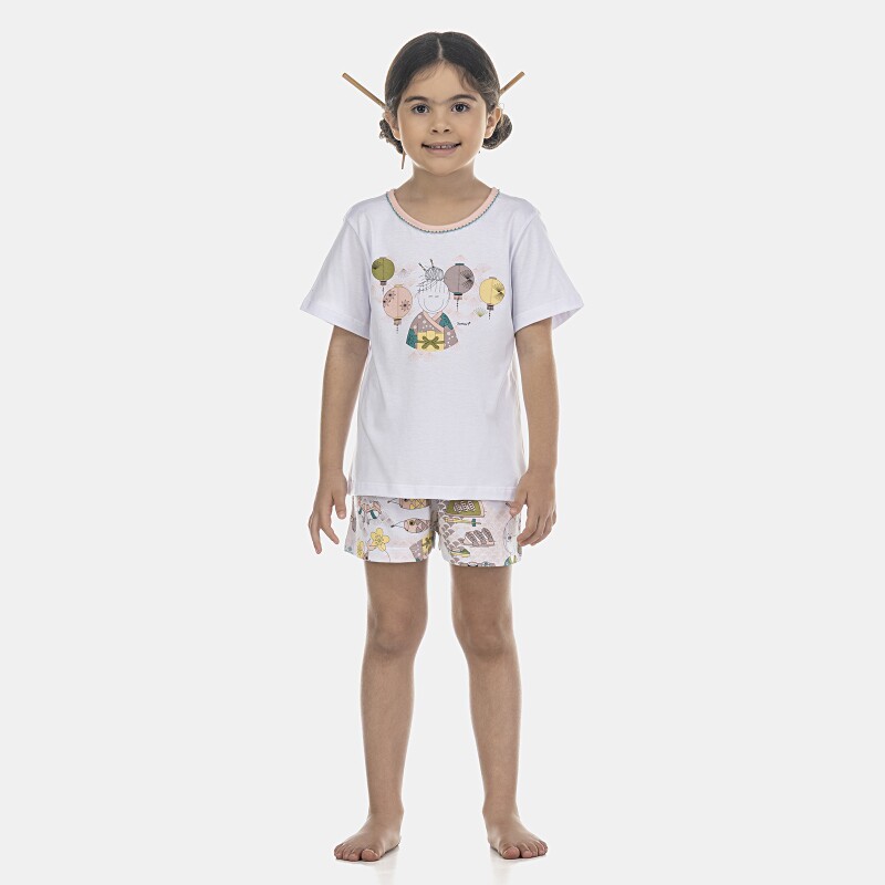 Pijama Feminino Kids Manga Curta e Short