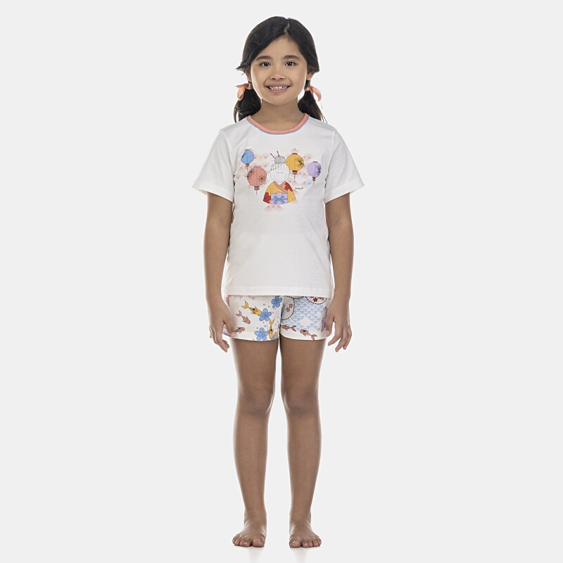 Pijama Feminino Kids Manga Curta e Short
