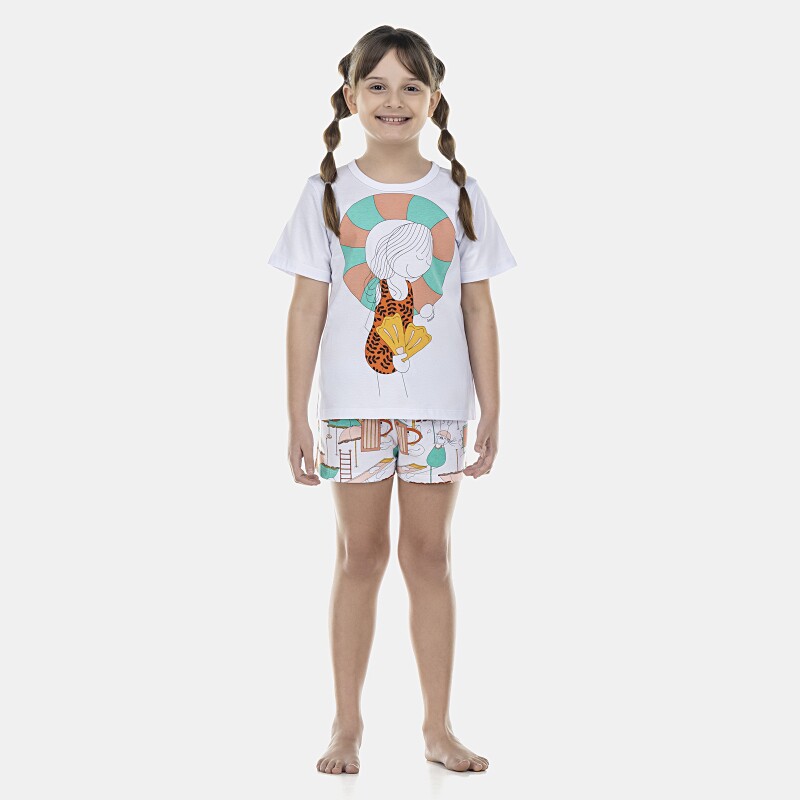 Pijama Feminino Kids Manga Curta e Short