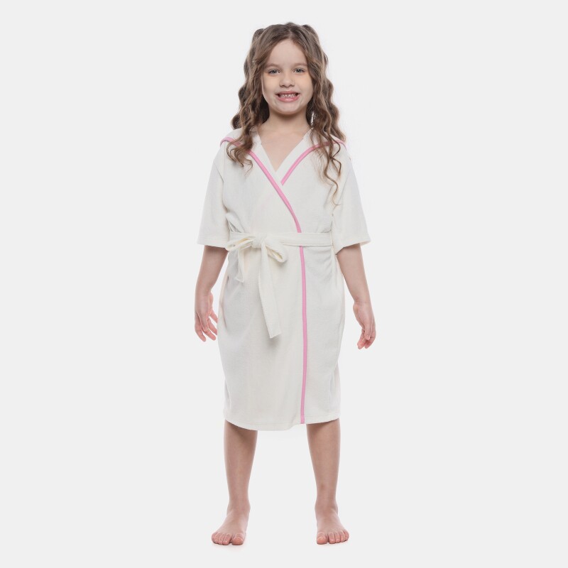 Roupão Feminino Kids Manga Curta Com Capuz