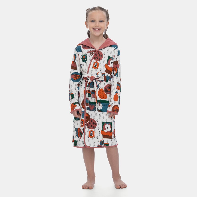 Roupão Feminino Infantil Transpasse Manga Longa Capuz