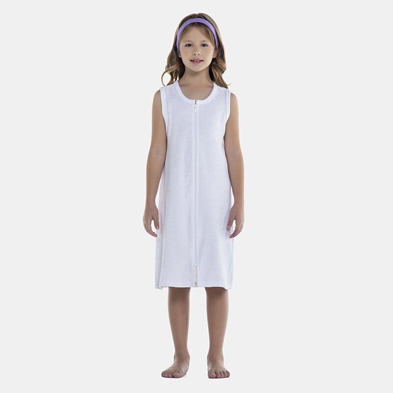 Roupão Feminino Kids Regata Zíper Atoalhado