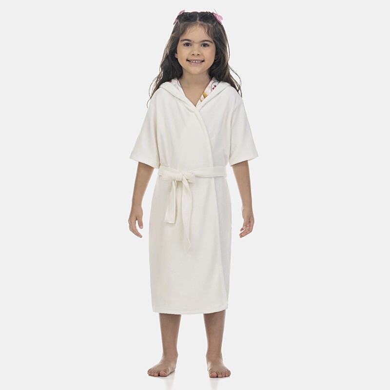 Roupão Feminino Kids Manga Curta Com Capuz