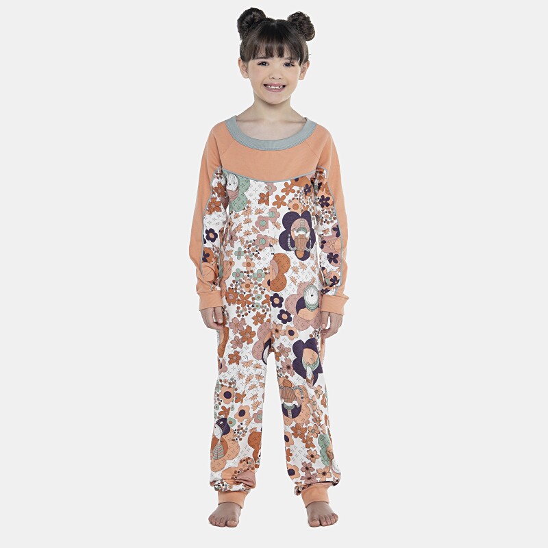 Macacão Feminino Kids Manga Longa Raglan