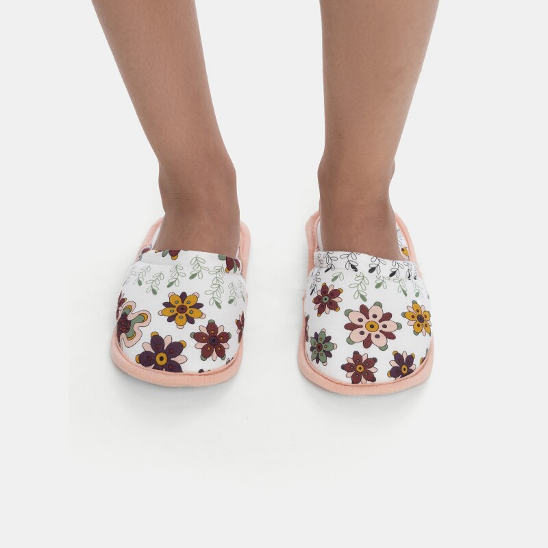Pantufa Fechada Feminina Infantil Estampa Floral