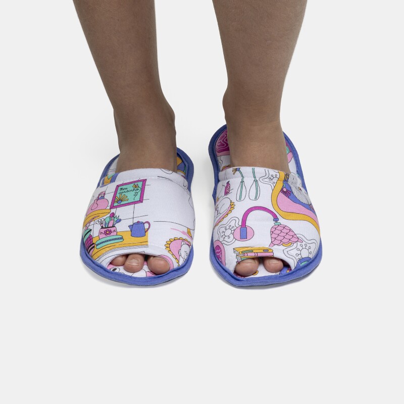 Pantufa Feminina Kids Com Abertura