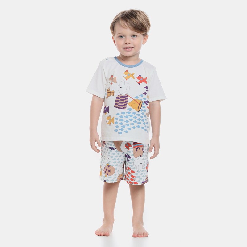 Pijama manga curta e bermuda