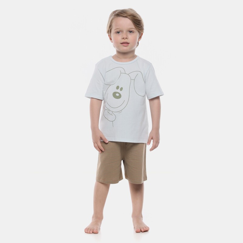 Pijama Infantil masculino Manga Curta e Bermuda