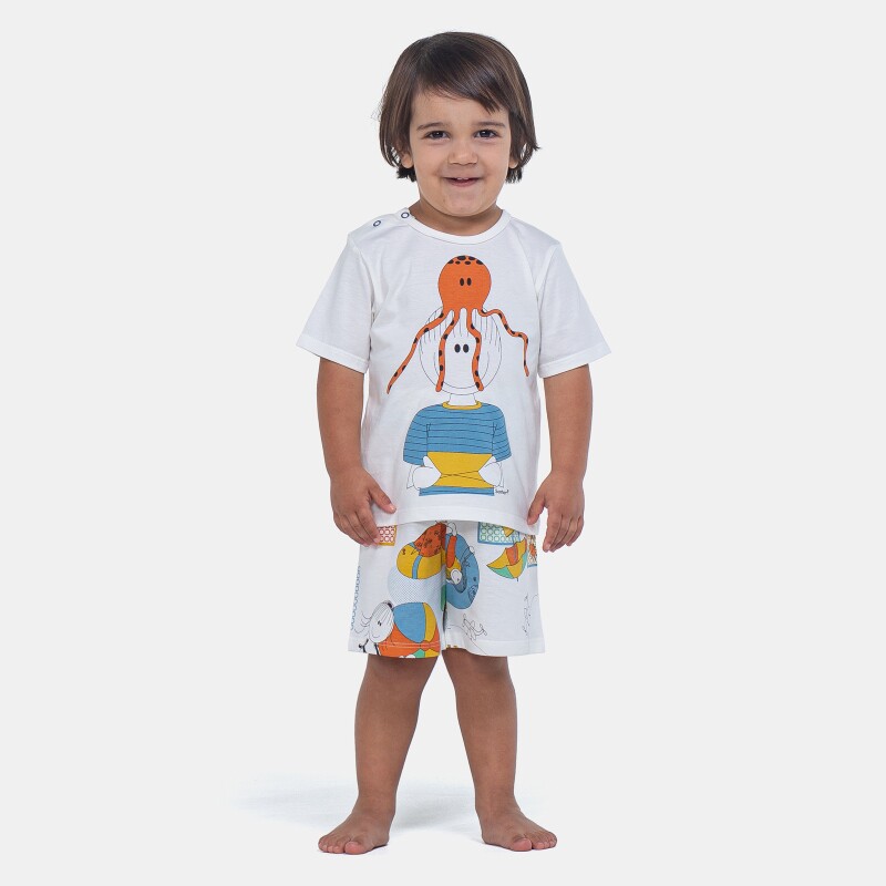 Pijama Manga Curta e Bermuda