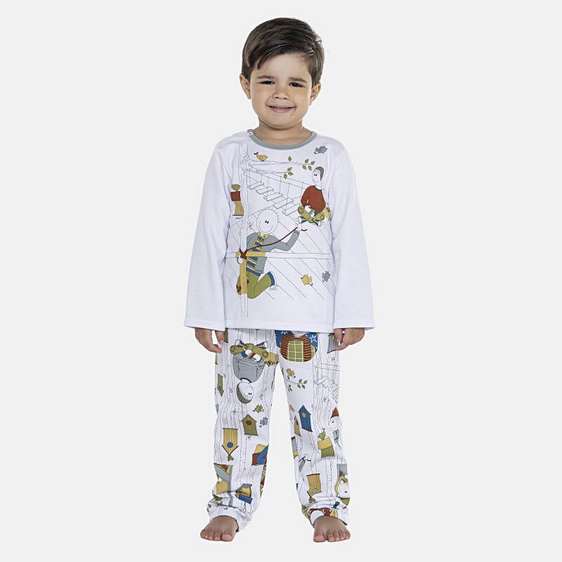 Pijama Masculino Baby Manga Longa e Calça Moletinho