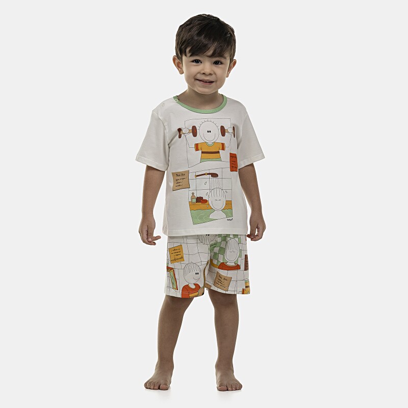 Pijama Masculino Baby Manga Curta e Bermuda