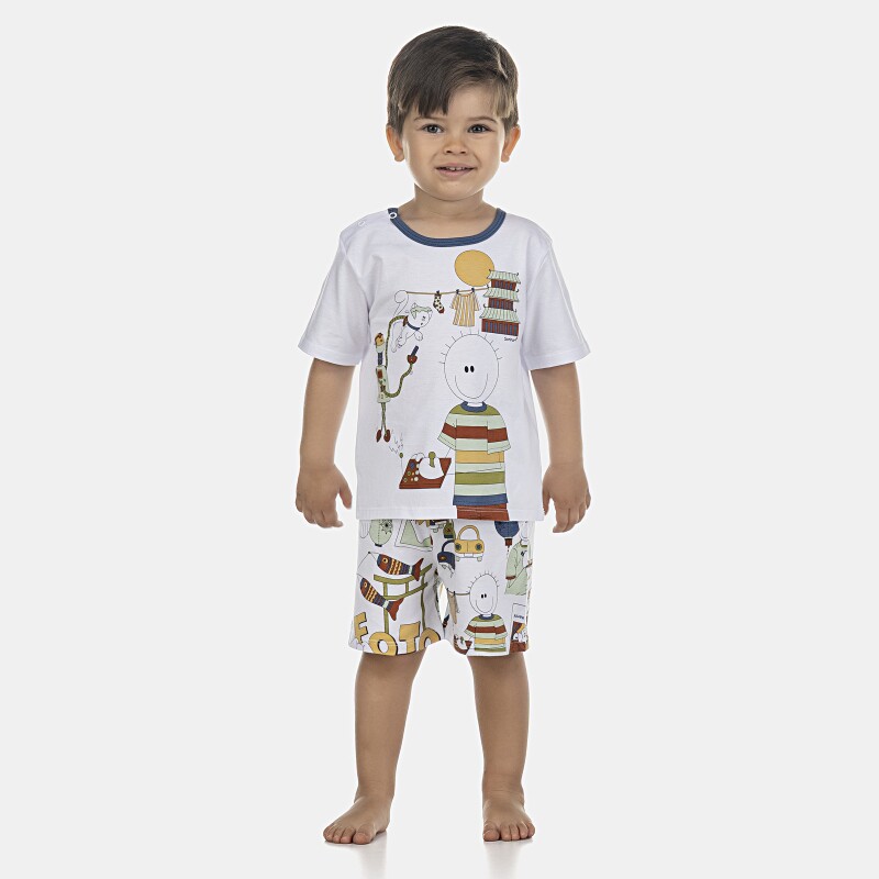Pijama Masculino Baby Manga Curta e Bermuda