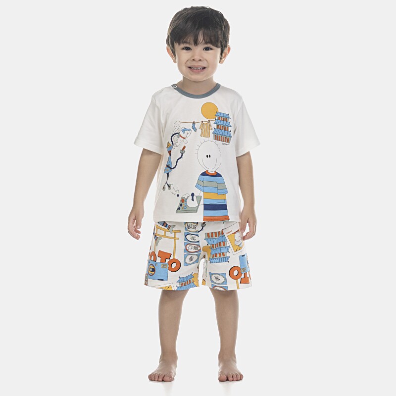 Pijama Masculino Baby Manga Curta e Bermuda