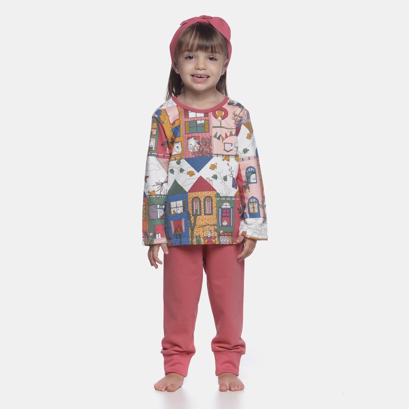 Conjunto Feminino Baby Manga Curta e Calça Moletinho