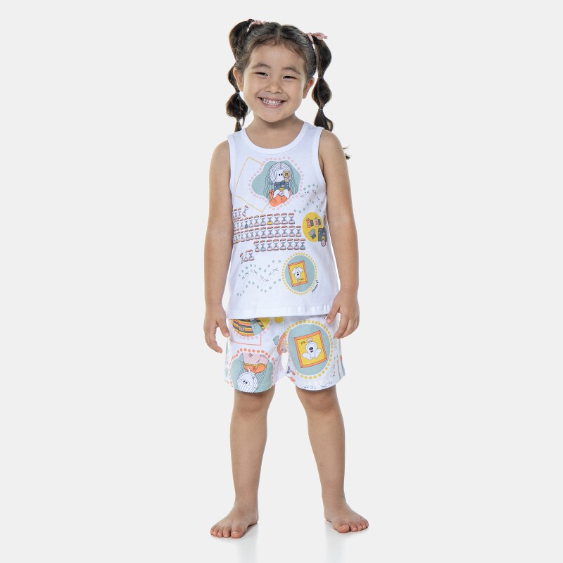Pijama Feminino Infantil Regata e Short