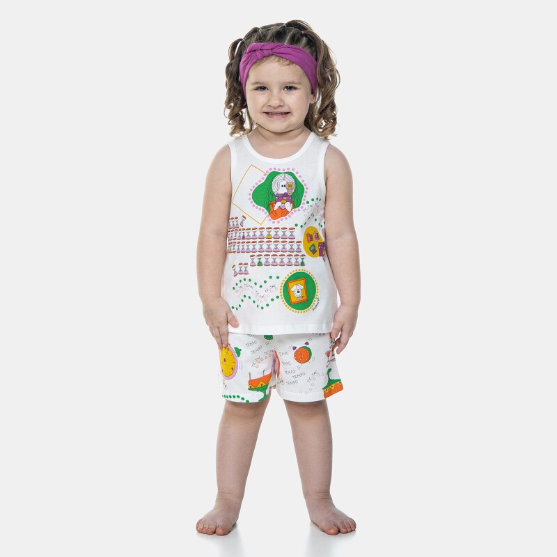 Pijama Feminino Infantil Regata e Short Nina e Ted