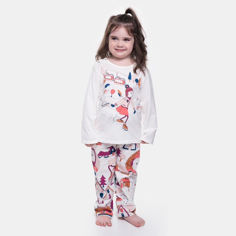 Pijama Feminino Infantil Manga Longa e Calça Pat