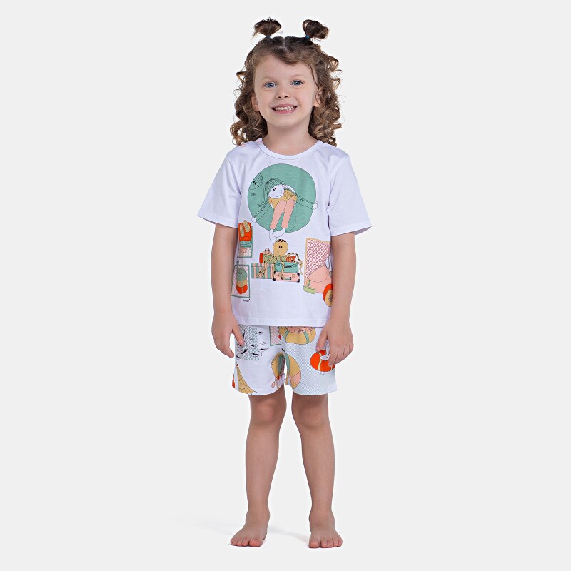 Pijama Sonhart Infantil Feminino Manga Curta e Short