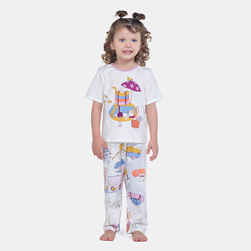 Pijama Feminino Infantil Manga Curta e Calça Sonhart