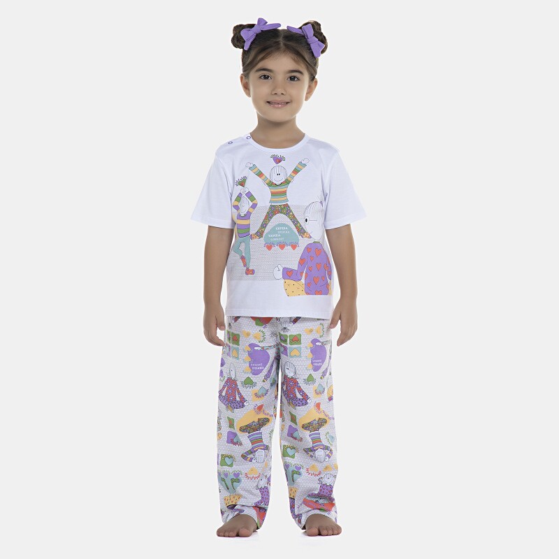 Pijama Feminino Baby Manga Curta e Calça