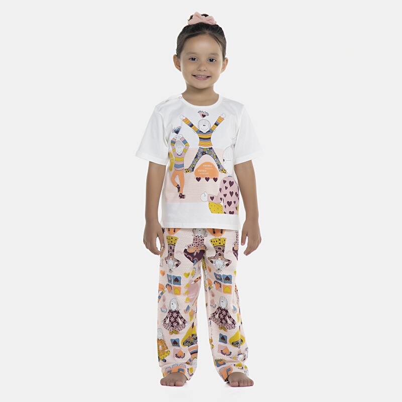 Pijama Feminino Baby Manga Curta e Calça